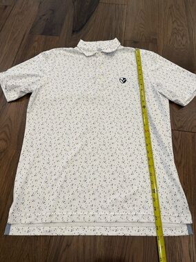 johnnie-O PREP-FORMANCE Polo Shirt Men’s Medium White Blue Floral Print